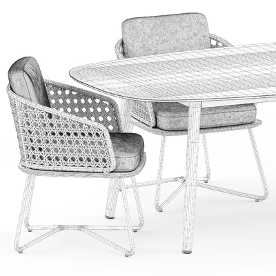 Rivera Little Armchair by Minotti and Ellisse table by Varaschin — Ver 2