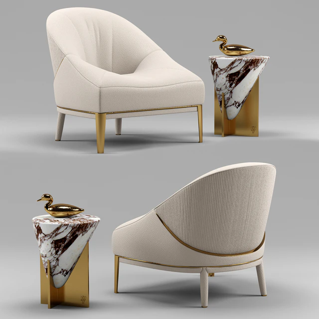 Minstrel small table and Rosemary leather armchair - Visionnaire Home Philosophy — Descargar