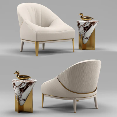 Minstrel small table and Rosemary leather armchair - Visionnaire Home Philosophy — Ver 1