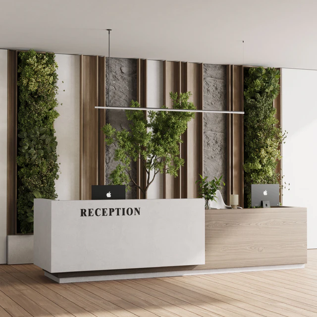 Reception Desk and Wall decor - office furniture 22 vray — Descargar