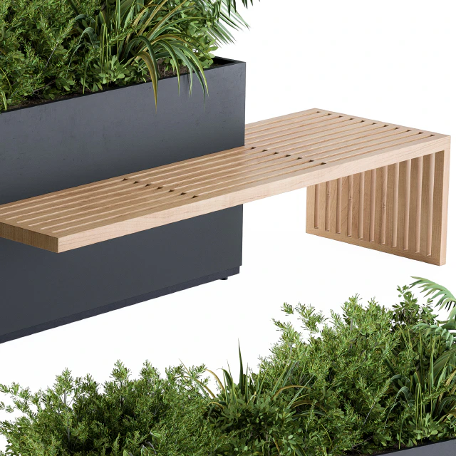 Urban Furniture / Architecture Bench with Plants Box03 — Descargar