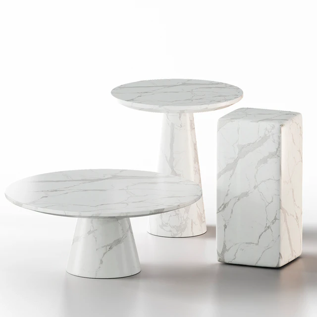 White marble tables set | Pols Potten — Скачать