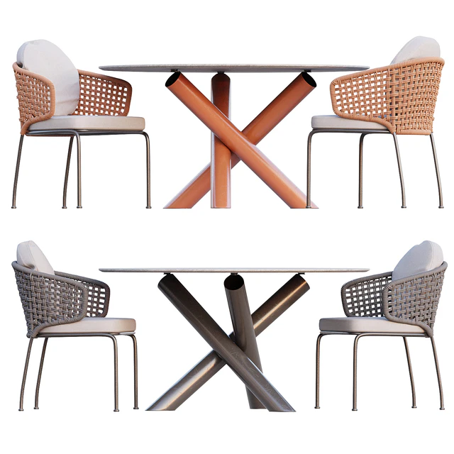 AVE Minotti Outdoor Van Dyck Table & Aston Cord Chair — Descargar