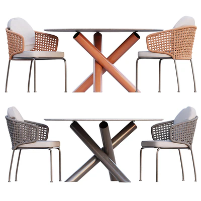 AVE Minotti Outdoor Van Dyck Table & Aston Cord Chair — Ver 2