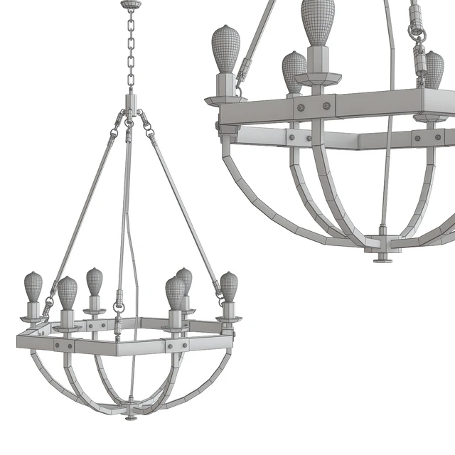 Lodge 6-light Wide Steel Chandelier — Descargar