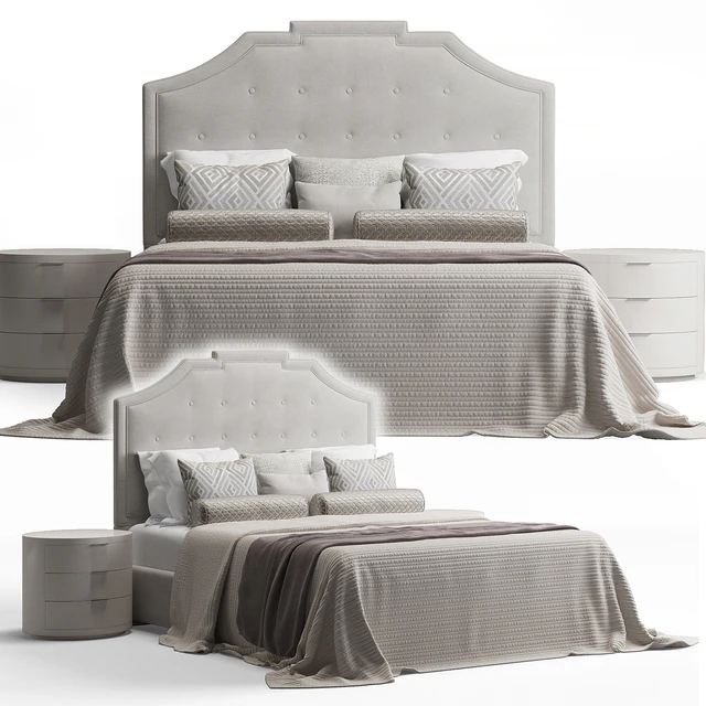 Upholstered Rectangular Bed — Descargar
