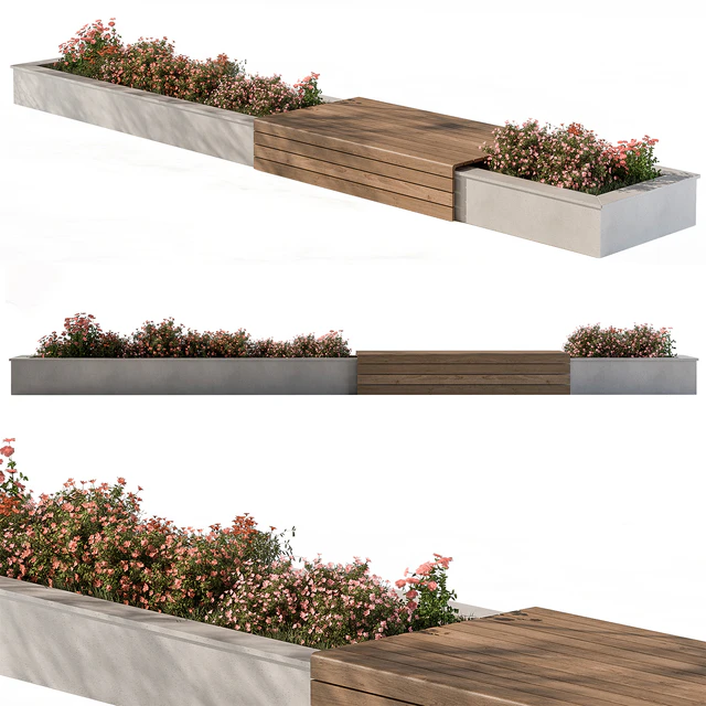 Urban Bench with Flowers Set 40 — Скачать