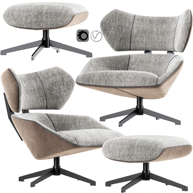 Camila Armchair With Pouf — Скачать