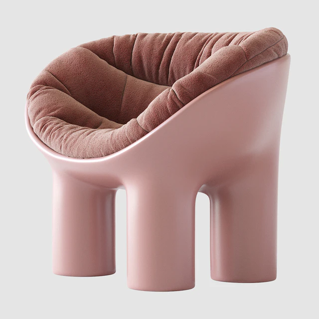Roly Poly Polyethylene Armchair in Concrete with Cushions by Faye Toogood — Descargar