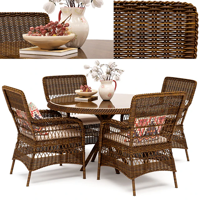 Marie wicker chair and Grace dining table — Descargar