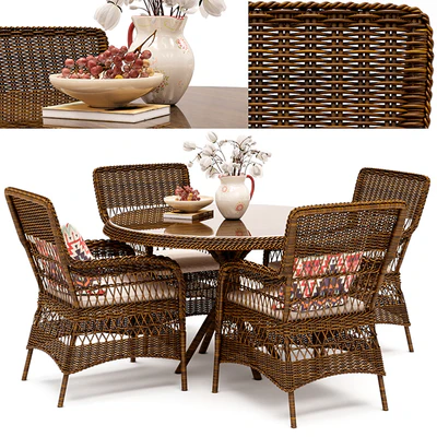 Marie wicker chair and Grace dining table — Ver 1