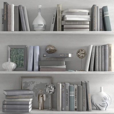 A set of books with a decor in bright tones on the shelves — Ver 1