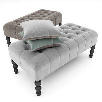 Footstool Upholstered with buttons — Ver 2