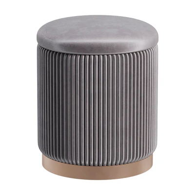 Pouffe with drawer Beatrice Glossy Velor in 4 colors — Ver 2