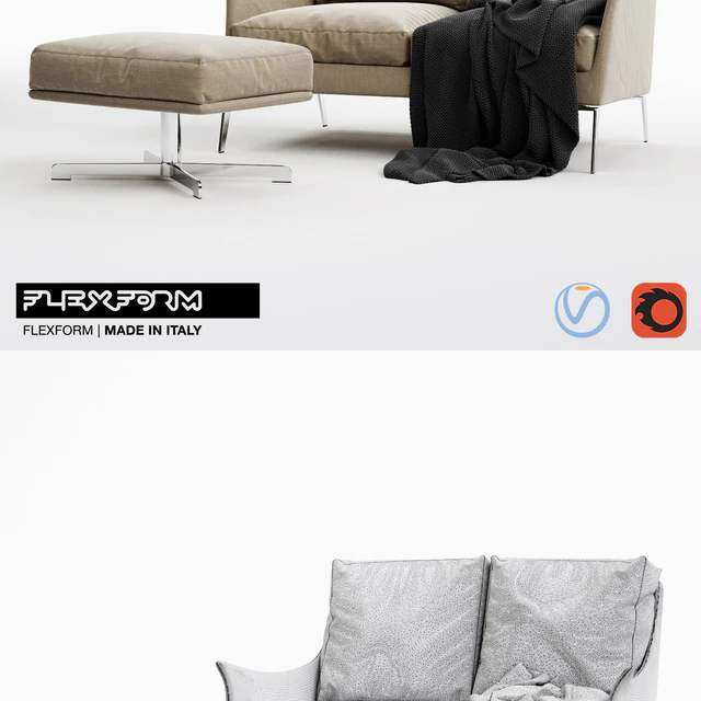 Flexform Boss Sofa & Pouf — Скачать