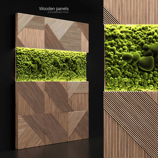 Wooden panels and stabilized moss — Descargar