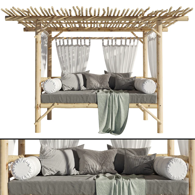 Landscape furniture with pergola and roof garden 04 — Скачать