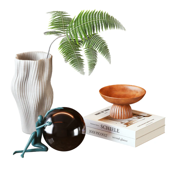 Vase and Plant Decorative Set &small sculpture — Descargar