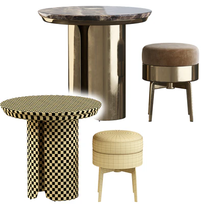 Gabriel Coffe Table and Feel Good Pouf — Ver 4