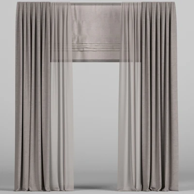 Brown curtains with tulle and roman blinds. — Ver 1