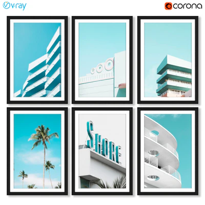 A series of posters with the architecture of Miami — Ver 1