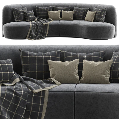 Annabel velor round sofa VS09 / Semicircular modern velor sofa — Ver 3