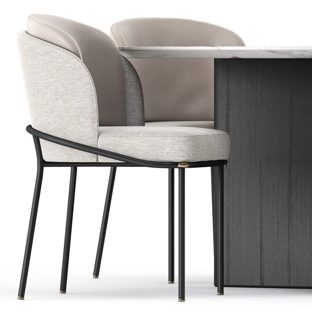 FIL NOIR chair and LOU Table by Minotti — Скачать
