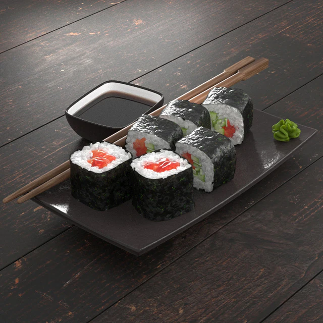 Sushi rolls with salmon and cucumber — Descargar