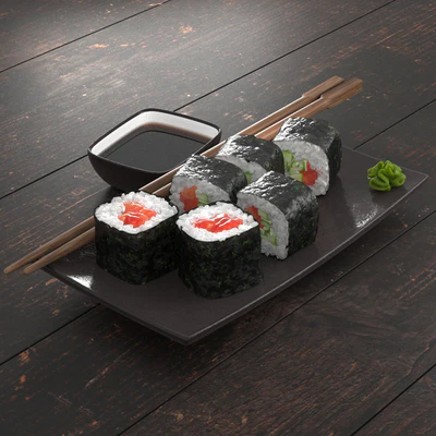 Sushi rolls with salmon and cucumber — Ver 4