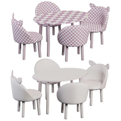 Children's seating group table oval with chairs — Ver 2
