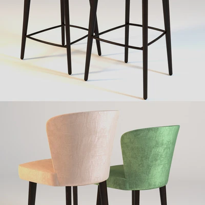 Minotti ASTON STOOL HIGH + LOW — Ver 2