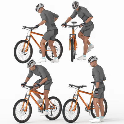 Cyclist Man in 04 Poses — Вид 1
