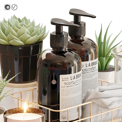 LA Bruket decor set for bathroom with flowerpots — Ver 2