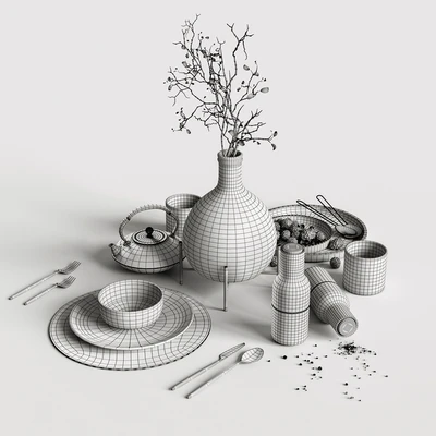 Table setting in black colors 2 — Вид 3