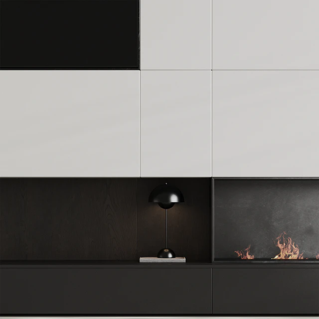 TV wall with fireplace 07 — Descargar
