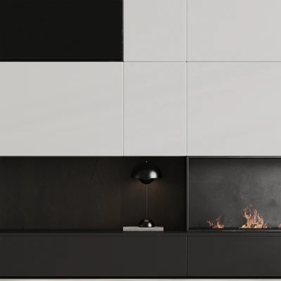 TV wall with fireplace 07 — Ver 2