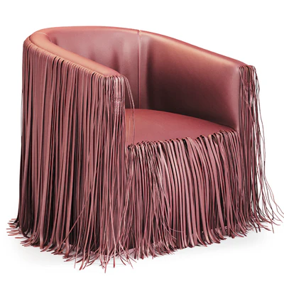 Shaggy Leather Swivel Chair in NeKeia Leather — View 3