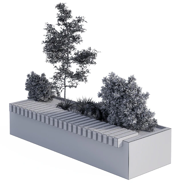 Urban Furniture / Architecture Bench with Plants Box01 — Скачать