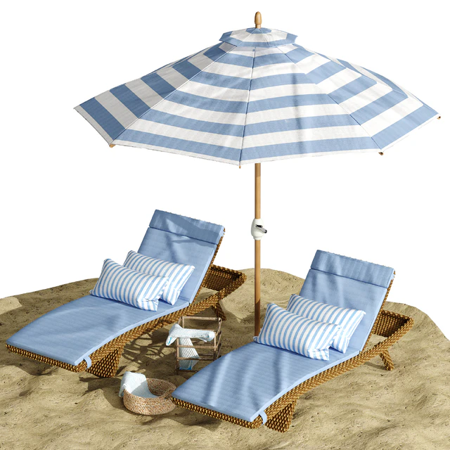 Beach umbrella and chaise longue set 2 — Скачать