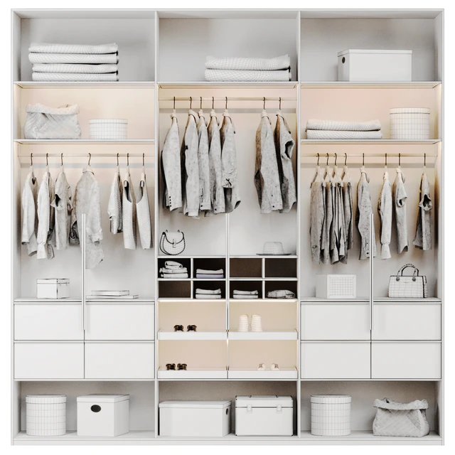 Wardrobe with glass doors 02, filled with clothes — Descargar