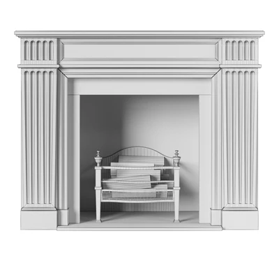 Classic fireplace white marble — Ver 3