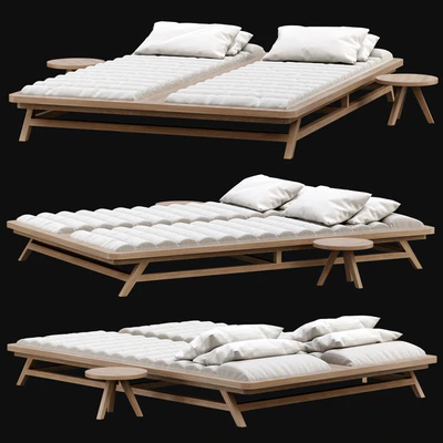 Double wooden outdoor chaise lounge S19 / Double chaise lounge — Ver 3
