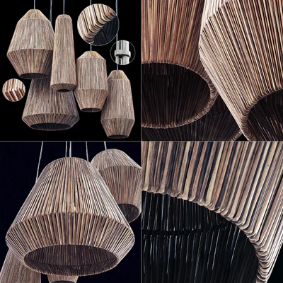 Lamp barrel big rattan n6 / Chandelier barrel wicker rattan No. 6 — Ver 2