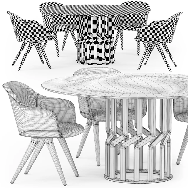 Potocco Intreccio table Lyz wood armchair — Descargar