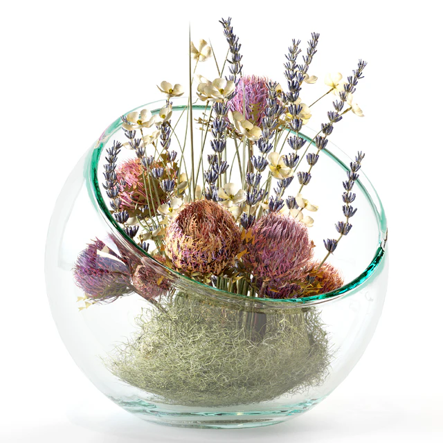 Bouquet with dry protea, lavender and white flowers — Descargar