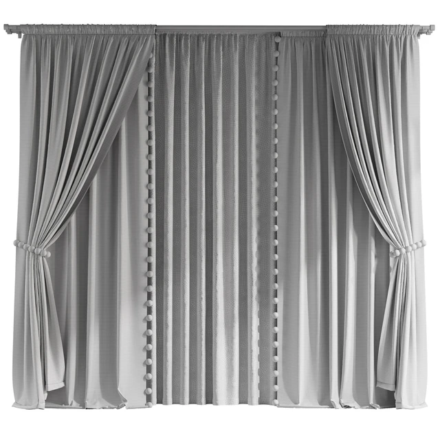 Curtains with pom-poms for the nursery — Descargar