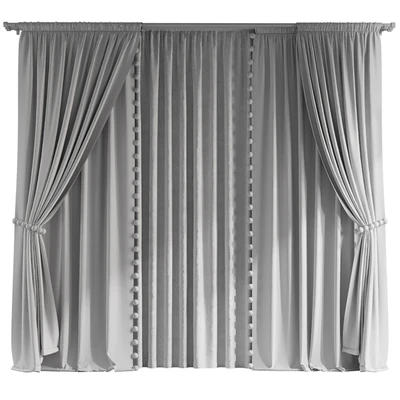 Curtains with pom-poms for the nursery — Ver 2