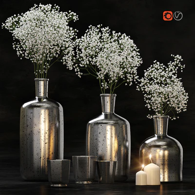 Decorative set with gypsophila flower and candles — Ver 1