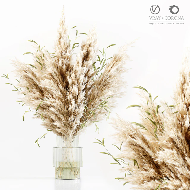 Pampas In Dina Fluted Glass Vase — Descargar