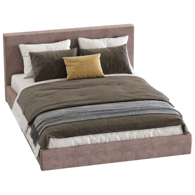Bed Cushy Upholstered Platfrom Bed — Ver 3